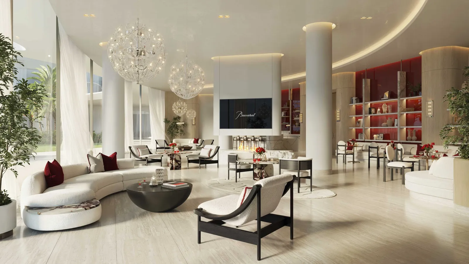 Baccarat residents’ pool lounge, developer render
