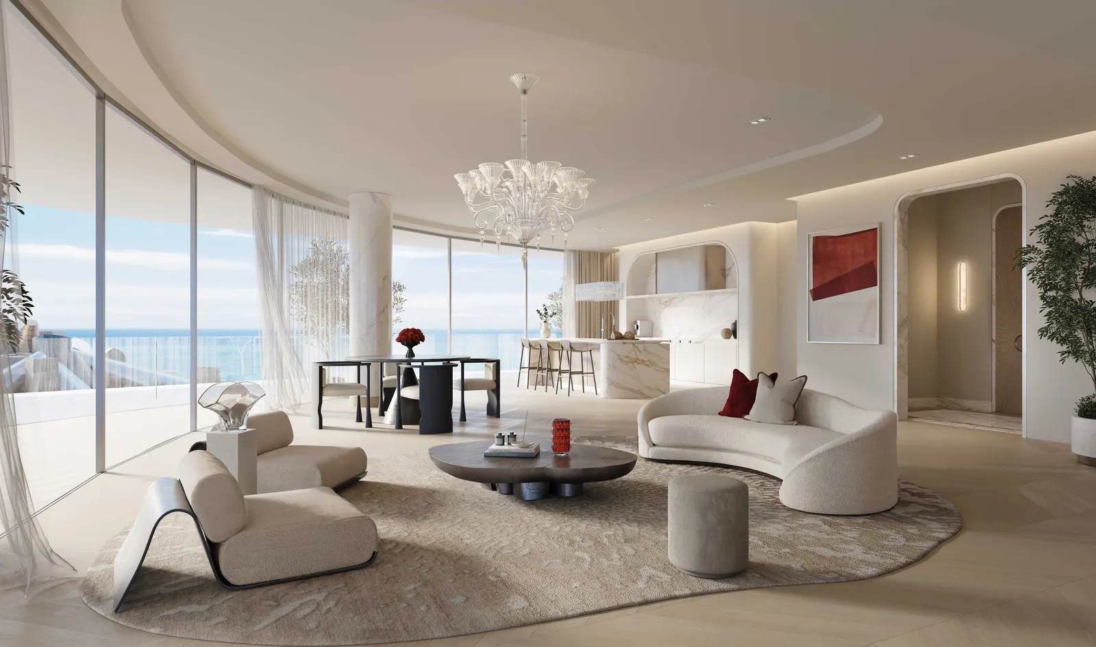 Baccarat living room interior, project scene