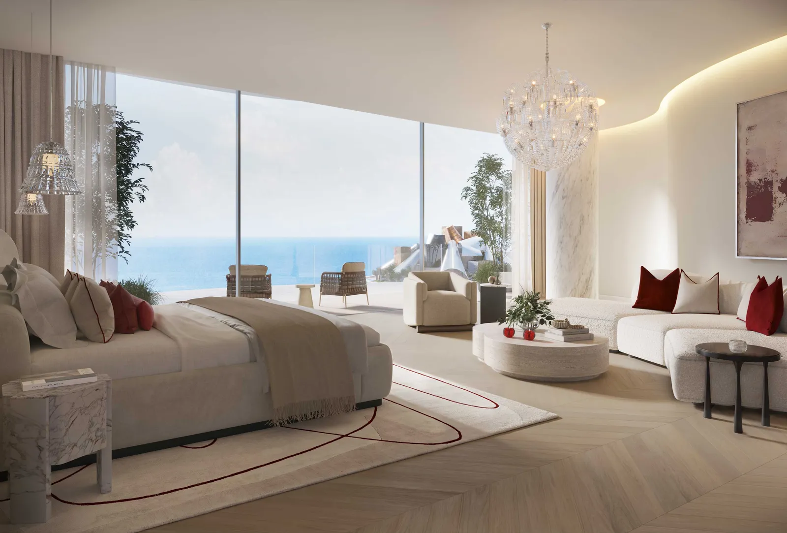 Baccarat sky villa master bedroom, developer render