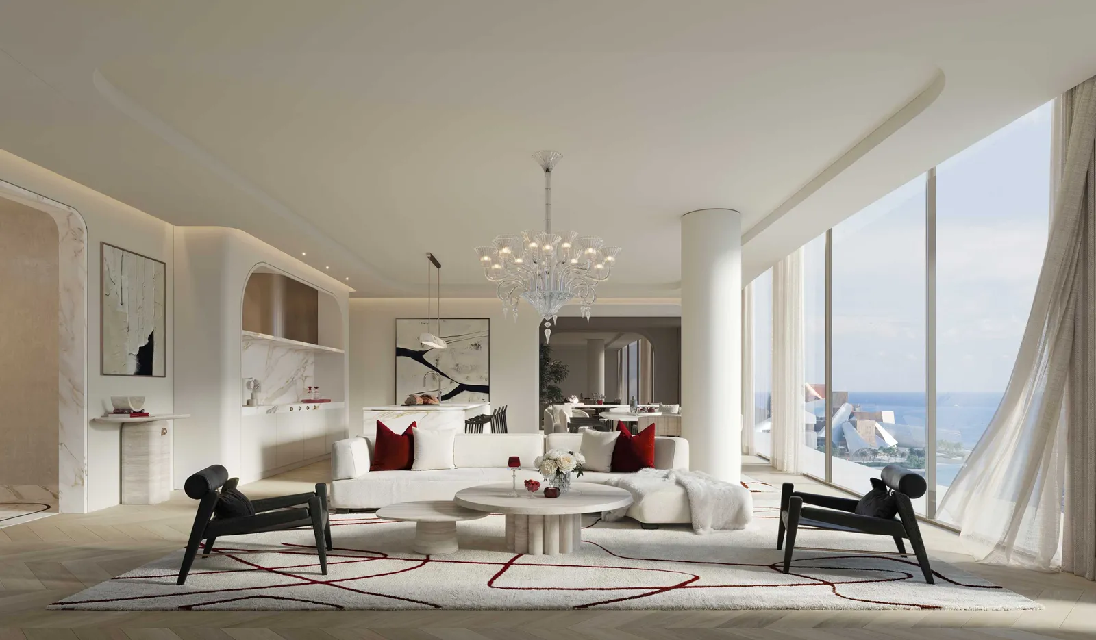 Baccarat living room interior, project scene